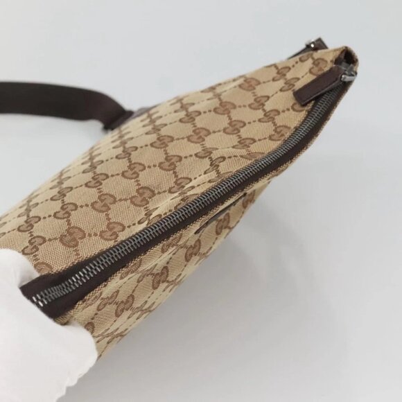 GUCCI GG Canvas Shoulder Bag Beige Silver - Picture 7 of 14